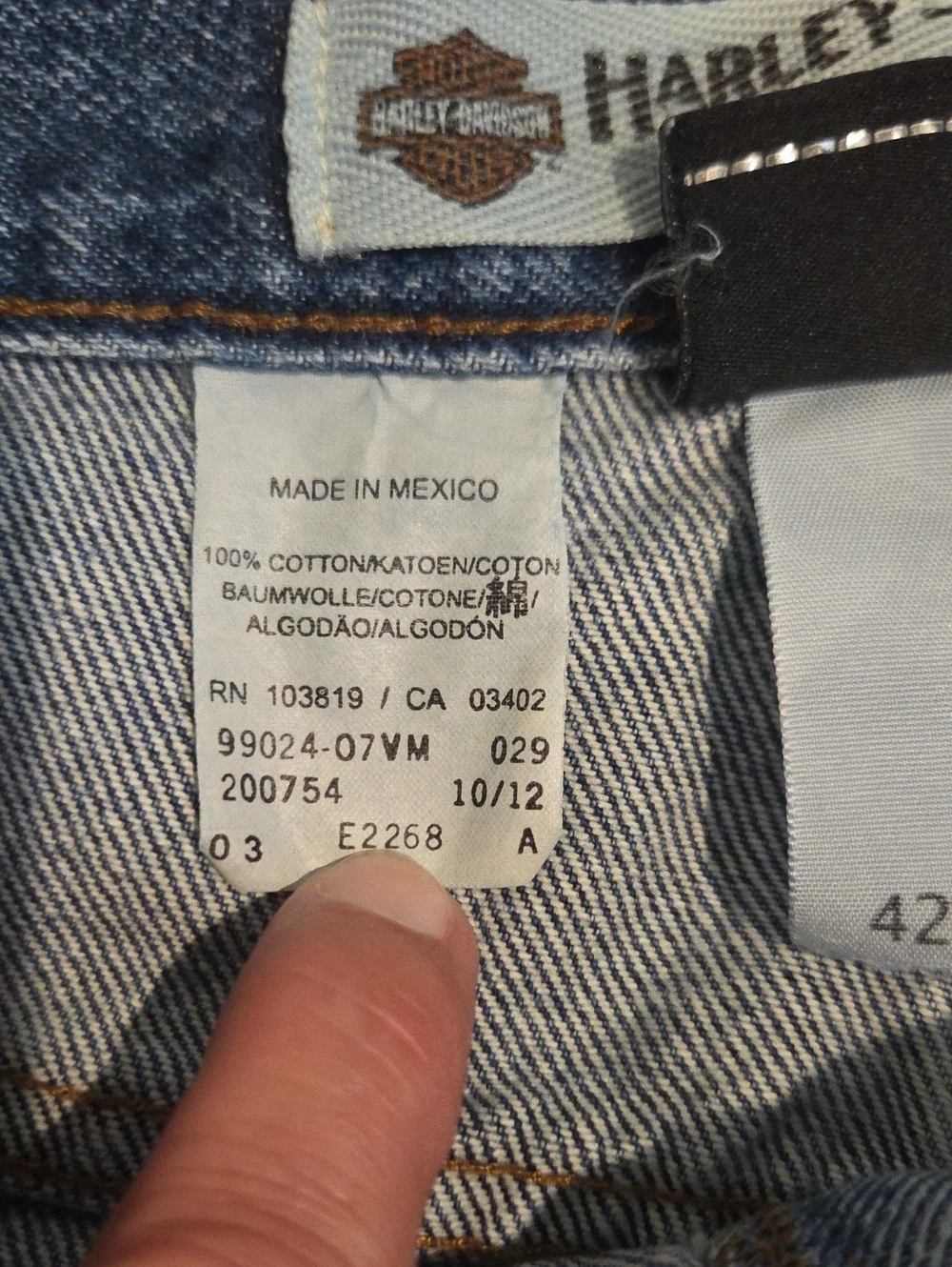 Harley Davidson Mens Denim Jeans 42x34 Med Wash